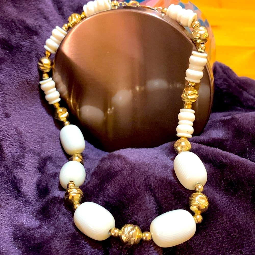 Vintage Napier gold and ivory necklace, EUC